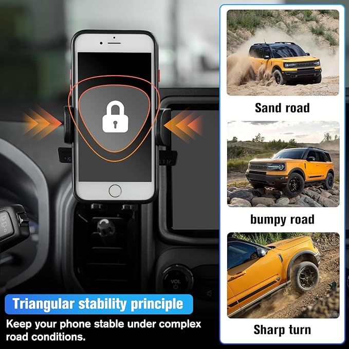 Dashboard Mobile Phone Holder for Ford Bronco Sport, Cell Phone Mount with Tray Internal Accessories Automobile Cradles Applicable to Ford Bronco Sport 2021 2022 2023 2/4 Doors