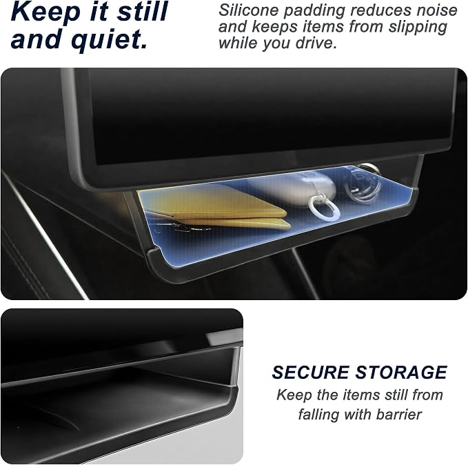 Under Screen Storage Organizer for Tesla Model 3 (2024-2026) & Model Y (2025-2026) – Center Console Tray for Highland & Juniper, Tesla Accessories