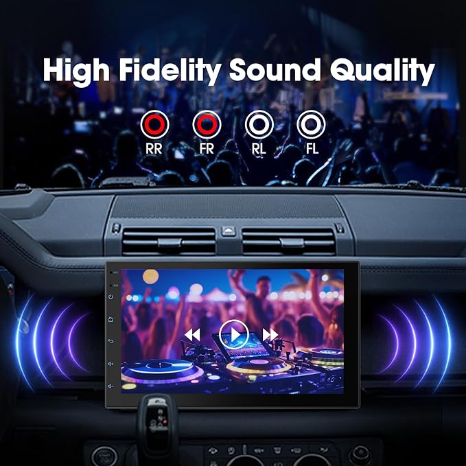 Haudio 7 “ Double Din Car Stereo, Touch Car Radio with Wireless Apple Carplay & Android Auto, Mirror Link, Bluetooth, SWC, Subwoofer Output, 5.1 CHN, Backup Camera, FM/AM Radio