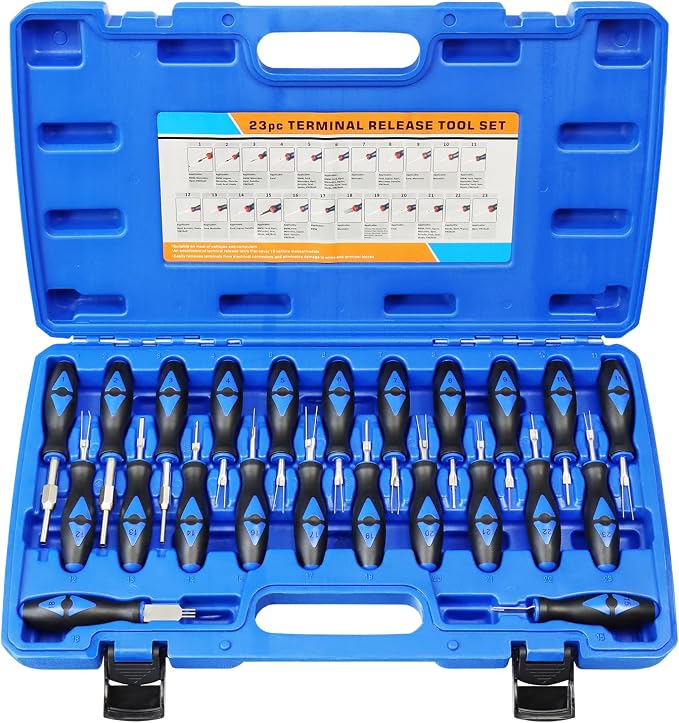 YSTOOL Terminal Release Kit, Universal Wire Connector Removal Pin Extractor Release Tool 23 PCS Set for American Domestic and Imported Vehicles