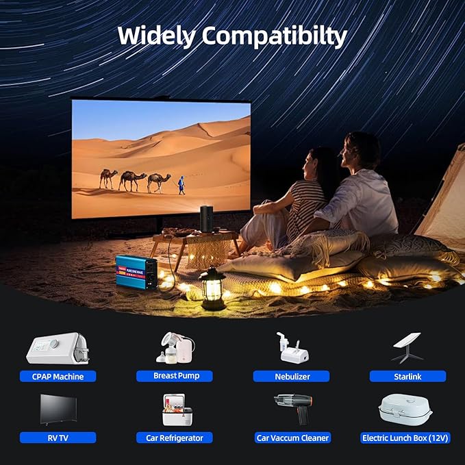500W Pure Sine Wave Power Inverter DC 24V to 110V AC Converter with LCD Display, Battery Clamps & Cigarette Lighter Plug, Car Inverter with Dual AC Outlets for Vehicles RV Truck Camping Laptop CPAP