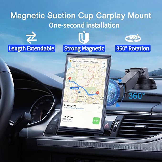 Portable CarPlay Screen for Car Wireless Car Play & Android Auto Touch Screen,7" HD,Landscape&Portrait,1080P Backup Camera GPS Navigation Music Voice Control Bluetooth AUX FM for All Vehicles