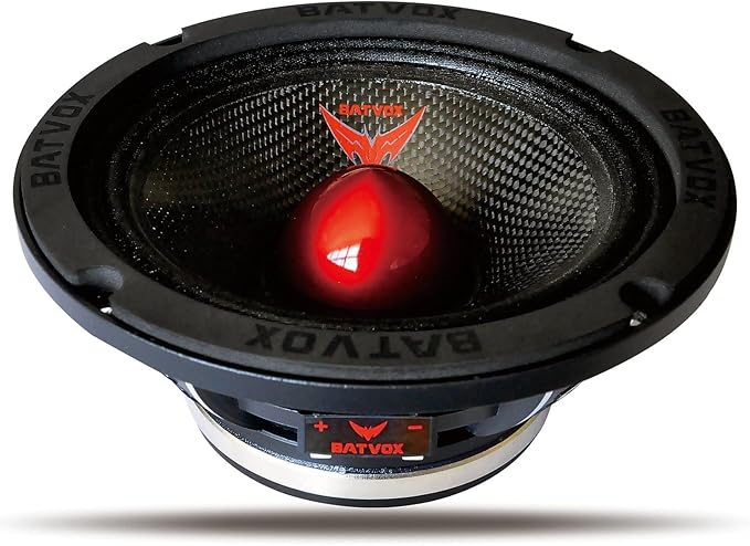 MX65S1 Loudspeaker 6.5 Inch Midrange 600 Watts 4 Ohms Red Bullet, Premium Quality Audio Door Speakers for Car or Truck Stereo Sound System, Black (1 Speaker)