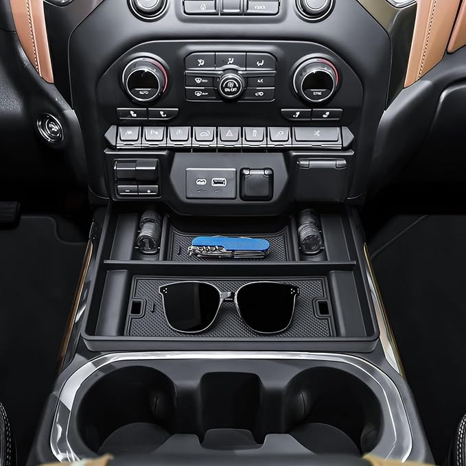 EDBETOS Center Console Organizer Tray and Full Size Center Console Organizer Tray for 2019-2022 Chevy Silverado/GMC Sierra 1500 and 2020-2023 Silverado/GMC Sierra 2500HD 3500HD