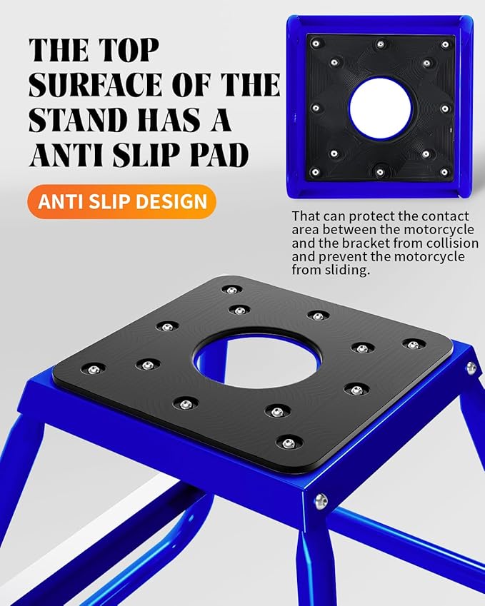 JFG RACING Dirt Bike Stand,Universal Detachable Powder Coated Anti Slip Off Road Steel MX Heavy Duty Dirtbike Maintenance Motorcycle Box Stand-Blue