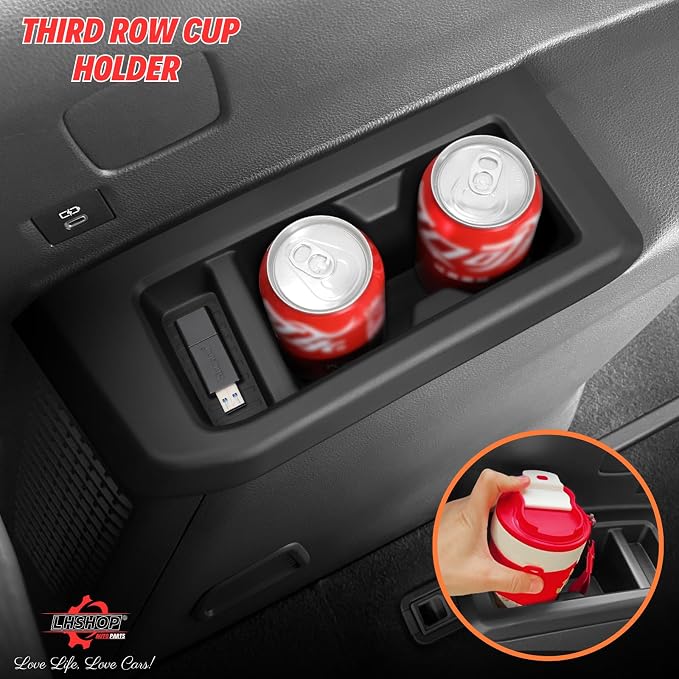 2 Pack Rear Cup Holder Inserts for Toyota Land Cruiser 1958 250 LC250 Prado Accessories 2025 - Third Row SUV Trunk Cup Holder Liners - Protector Cup Drink Coaster Black Car Interior Accessories - TPE