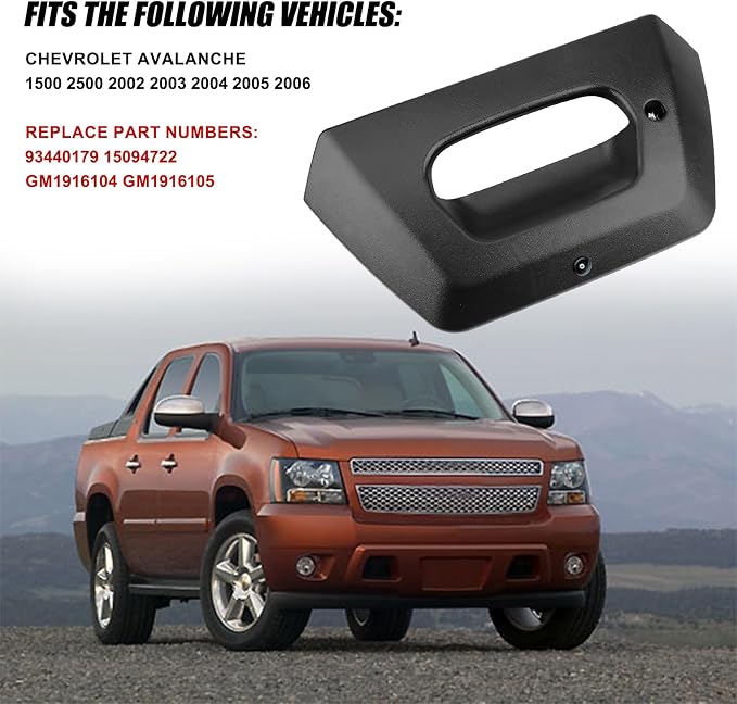 93440179 Tailgate Handle Bezel Trim Backup Camera Compatible with Chevy Chevrolet Avalanche 1500 2500 Pickup Truck 2002-2006 Replaces # 15094722 GM1916104 GM1916105