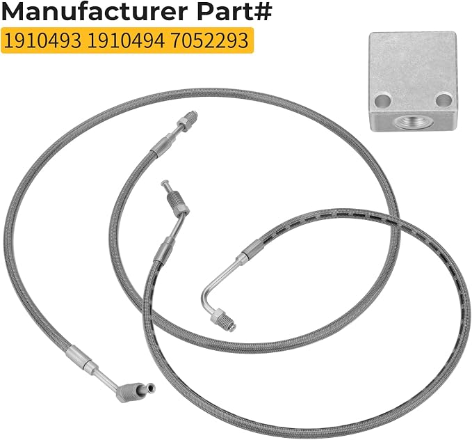 M MATI Rear Brake Hose Lines & Fitting Cross for Polaris Ranger T-M 650 2004 Ranger 500 6x6 2000-2004 Ranger 500 4x4 2001-2004 Ranger 425 2x4 2001-2004 1910493 1910494 7052293