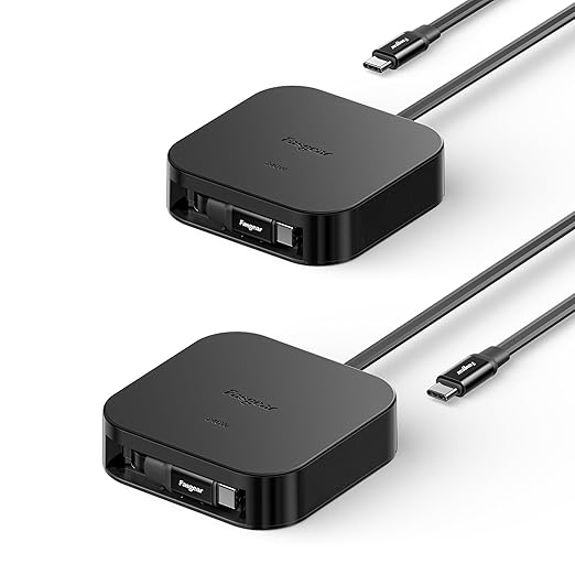 Fasgear 240W USB C to USB C Retractable Cable, 2m/6.6ft Type C 5A PD/PPS Fast Charging Cord with 480Mbps Data Transfer for ThundeRobot Blade 16 Laptop, Galaxy Z Flip7, i-Phone 17 Pro Max (2 Black)