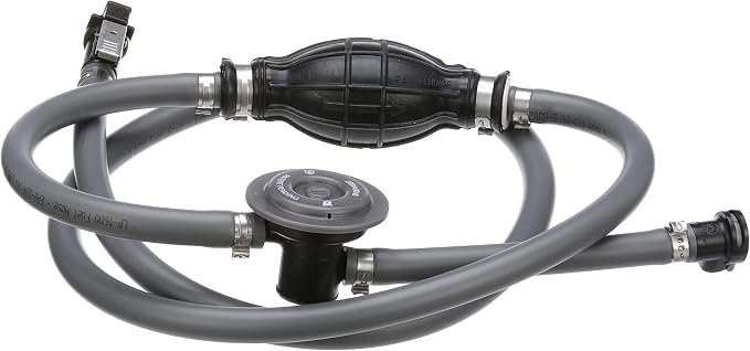 Attwood Johnson/Evinrude Marine Fuel Line Kit, EPA Compliant, 6 Ft, 3/8-In Dia. Hose with Tank & Engine Fittings, Sprayless Connector (Tank-side Fitting), Primer Bulb, Fuel Demand Valve, 93806EUSD7