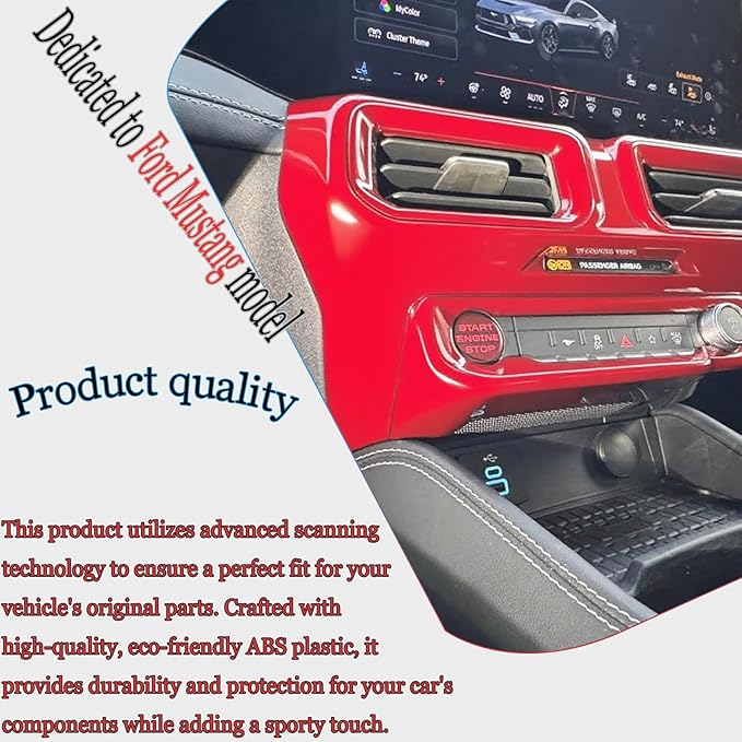 MUXEE A/C Vent Trim Panel Cover, for Ford Mustang 2024 2025 2026 - ABS Wine Red Dashboard AC Air Vent Outlet Sport Interior Trim Accessories（B-Shape）