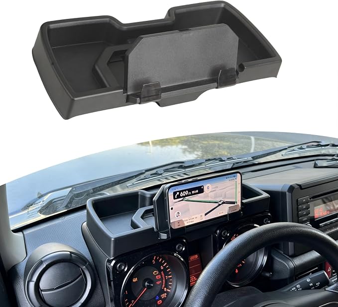 2-in-1 Phone Mount and Storage Tray for 2019-2026 Suzuki Jimny Phone Holder | Center Console Dash Organizer Storage Box Interior Accessories