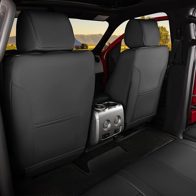 HKZ Custom Fit Seat Covers for Ford F150 - Leather Seats Protector (Black+Grey, Front Seat Set for 2012-2014,All Models)