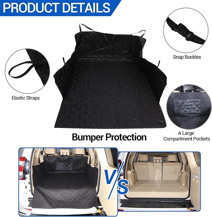 Cargo Liner for Dogs Compatible with Toyota Land Cruiser Prado 150 2010-2023, Pet Dog Trunk Cargo Liner, Waterproof Anti-Dirty Pet Cargo Cover Dog Seat Mat, with Bumper Flap Protector