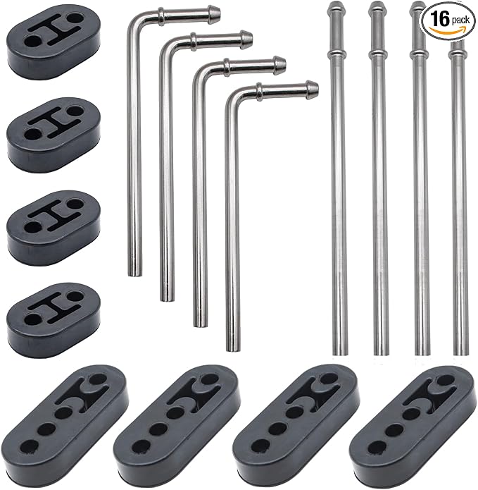 16PCS Exhaust Hanger 304 Stainless Steel 3/8"(10MM) Rod Rubber Hanger Set