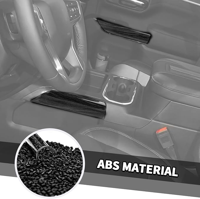 Jimen Fit for Chevrolet Silverado 4 Door 2019-2021, 15PCS Black Wood Trim Kits - Center Console Navigation Panel, Dash Side Air Vent Cover, Inner Door Handle Bowl