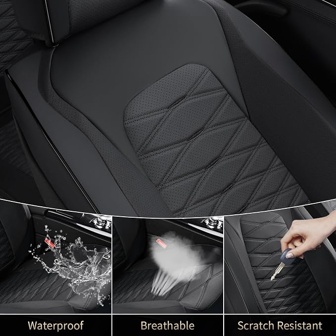 FLORICH Car Seat Covers Front Seat, Leather Seat Covers for Cars, Waterproof Car Seat Protector Breathable, Front Seat Covers for Cars, Automotive Seat Covers Universal Fit for Most Cars SUV Truck