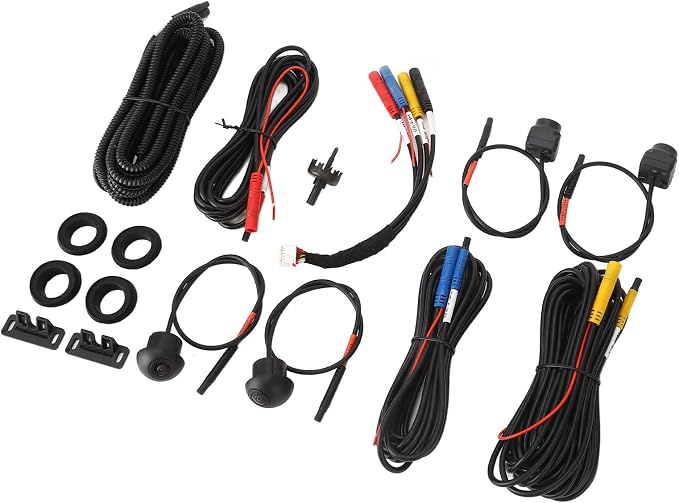 360 Car Camera Panoramic Surround View System, 4 Cameras with Night Vision, IP68, Plug and Play, Metal + ABS, Starlight Night Vision, Installation at Front grill bumper, bottom