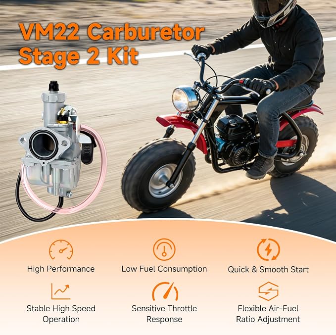 FVRITO VM22 Carburetor Flywheel Stage 2 Kit Compatible with Predator 212 Non Hemi Engine Coleman CT200U CT200U-EX BT200X Mini Bike 212cc 196cc GX200 KT196 Go Kart Parts Exhaust Pipe Throttle Assembly