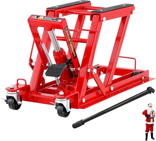 BIG RED 1500 lb Hydraulic Motorcycle Lift Jack: Powersports Lift Jack Stand Table for ATV, Dirt Bike, UTV and Snowmobile
