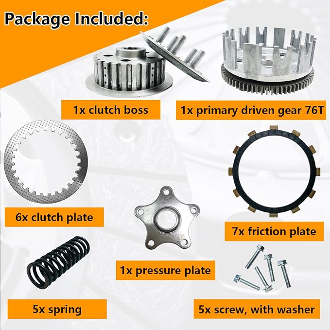 Clutch Kit Assembly & Basket Gasket for Raptor Warrior Big Bear 350 | for Kodiak 400, YFM350R, YFM350X, YFM350U, YFM350FW