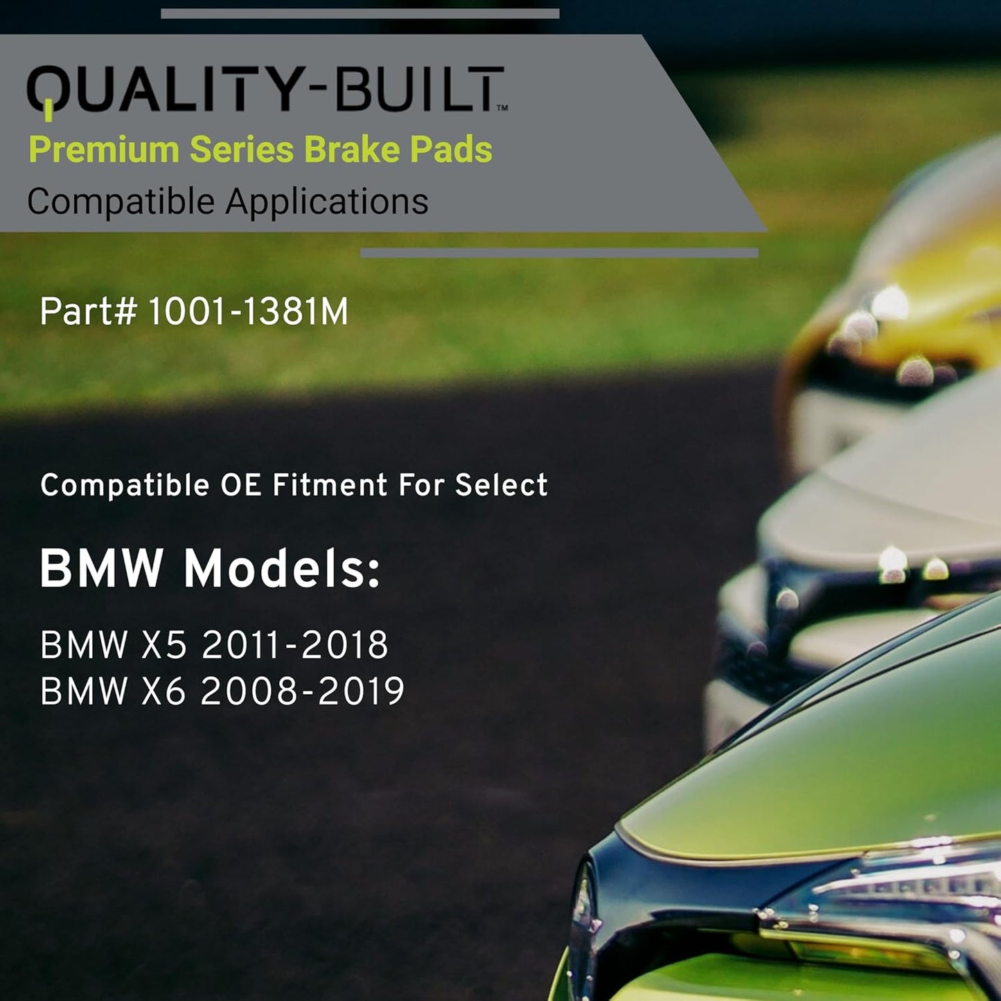 Premium Semi-Metallic Front Brake Pads (1001-1381M) Compatible with BMW X5 2011-2018, BMW X6 2008-2019