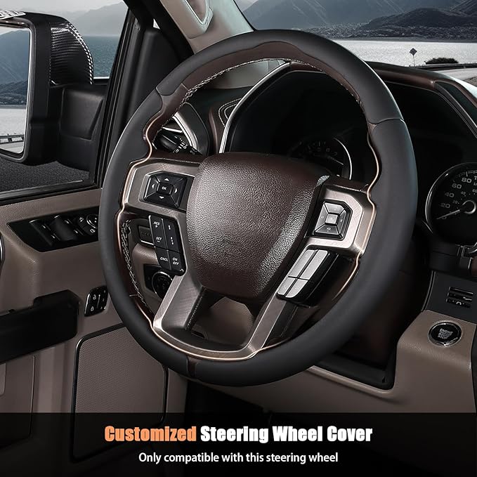 Steering Wheel Cover for Ford F150 2015-2020/F250 2017-2021/F350 2017-2021/F450 2017-2021/F550 2017-2021/Ford Expedition 2018-2021 Custom-fit Car Steering Wheel Cover for Ford Steering Wheel Protector