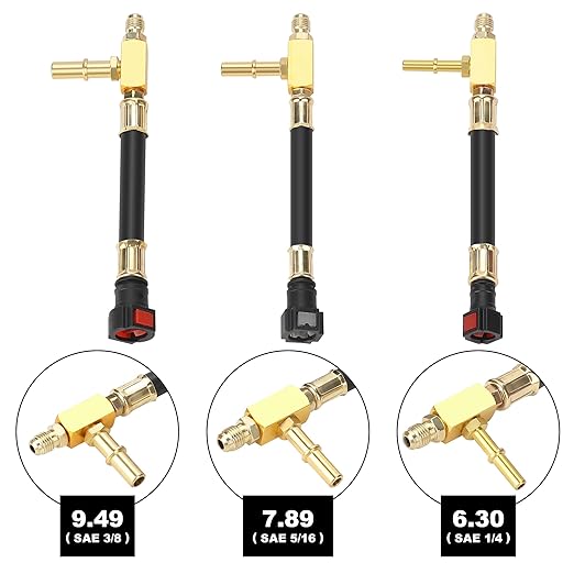 Hromee Fuel Pressure Test Kit 0-100PSI with 9.49,7.89,6.30 Fuel Line Fittings and Quick Connected Hose