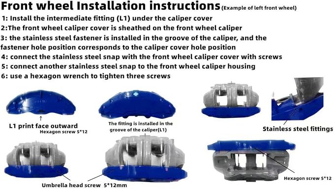 Caliper Covers Set of 4 Compatible with Accessories, Brake Caliper Cover Front Rear Aluminum Alloy, Brake Caliper Covers for 2020-2023 19 20in Wheels hub (Blue)