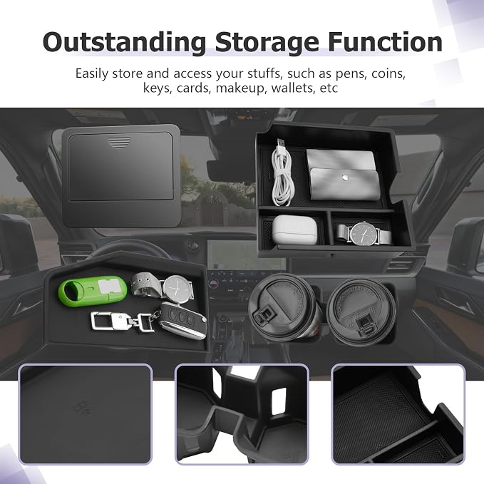 LUWU Center Console Organizer for 2024 2025 2026 Lexus GX 550 Accessories Hidden Box,Armrest Storage Box,Charging Protective Mat,Center Console Cup Holder GX550 Accessories 4-Pack (NOT FIT COOL BOX)