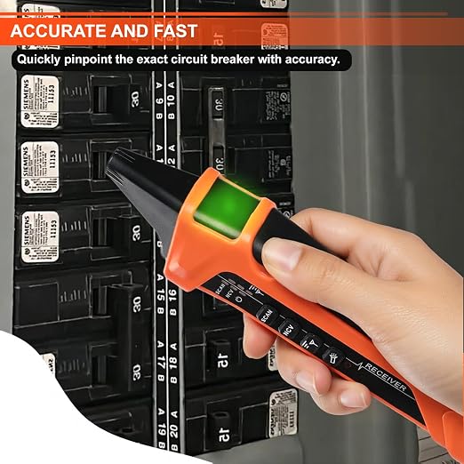 Circuit Breaker Finder with Large LCD Display, Rechargeable Circuit Tracer with GFCI Outlet Tester, Electrical Circuit Tracer with NCV Test & Flashlight, Set Includes Carrying Case and 3 Accessories