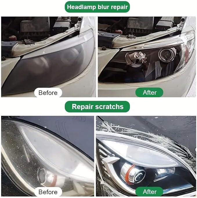 Headlight Cleaner, Head Light Restoration Spray, Headlight Cleaner and Restorer Kit (2Pcs)