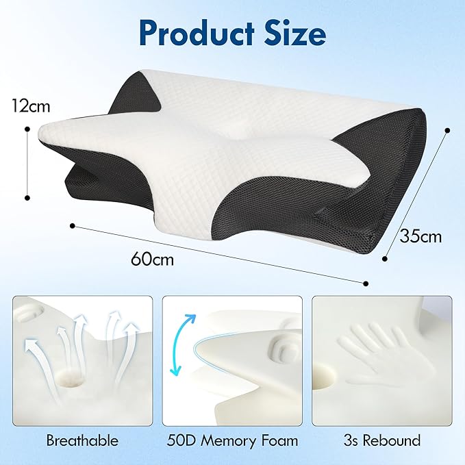 Sleep Apnea Pillow, Dreamers Relief Pillow Side Sleeper, 2 in 1 Cervical Pillow for Neck Pain Relief and for Back Side Stomach Sleeper