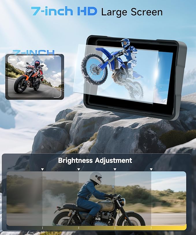 5 Inch Motorcycle Wireless CarPlay GPS Navigation System, Android Auto Portable CarPlay Screen for Motorcycle, Dual Bluetooth Car Play Moto, Si-ri, Goo-gle Assistant, IP67 Waterproof Moto Screen