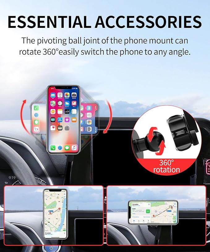 Car Phone Holder for Toyota Highlander 2020-2026 Accessories 8-Inch Screen Fixed Clip, 360° Rotation Phone Mount Compatible with MagSafe,Cell Phone Holder That Does Not Affect Air Vent
