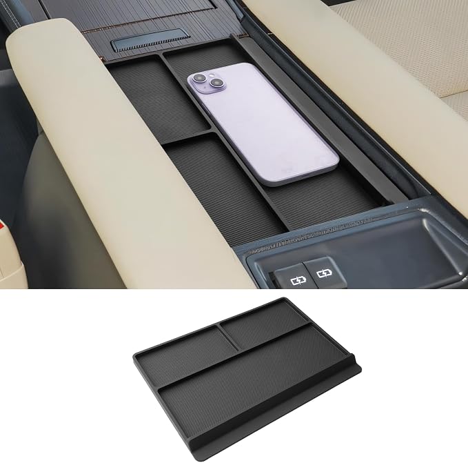 CDEFG Center Console Organizer Tray for 2021-2025 2026 Toyota Sienna | 4th Gen Toyota Sienna Interior Accessory Armrest Anti-Slip Storage Pad, Armrest Lid Nonslip Mat Cellphone Barrier Rubber