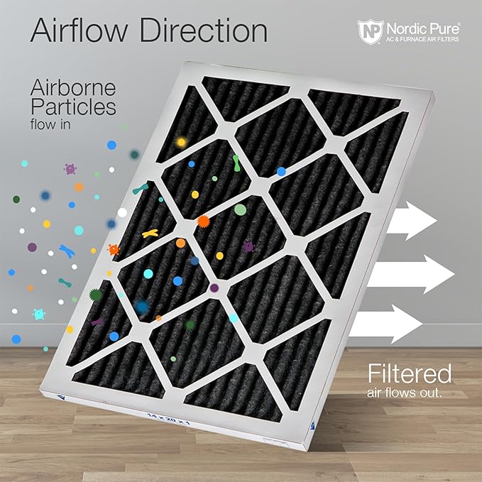 Nordic Pure 14x30x1 (Actual Size: 13 15/16 x 29 15/16 x 3/4) Pure Carbon Pleated Odor Reduction Furnace Air Filters 4 Pack