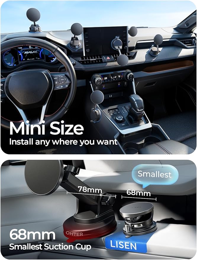 LISEN 15W Magsafe Car Mount Charger, Magnetic Wireless Car Charger, Suction Phone Mount, Vacuum Magnetic Phone Holder for Car Charger for iPhone 17 Pro Max 16 15 14 13 12, Samsung S26/S25,Pixel 10 Pro