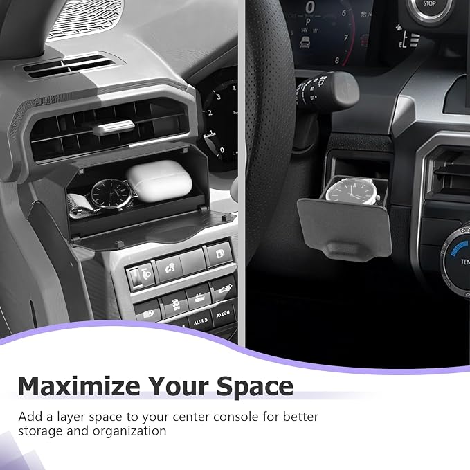 LUWU 2PCS Center Console Organizer for 2024 2025 2026 Toyota Tacoma & 2025 2026 Toyota 4Runner Accessories Storage Drawer Tray, Driver's Air Vent Storage Tray Extra Storage Organizer for Key Coins