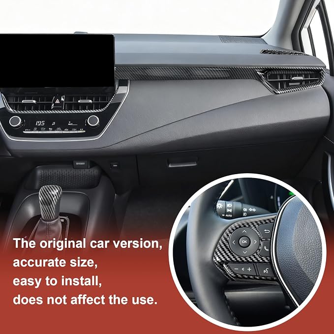 11PCS Carbon Fiber Interior Kit Accessories Compatible with Toyota Corolla 2020–2026 Sedan & 2019–2026 Hatchback