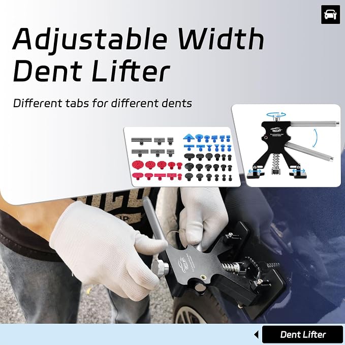 Professional Car Dent Repair Kit - 2-in-1 Slide Hammer T-Bar Bridge Puller with 100W Hot Glue Gun Rubber Hammer and 76 Tabs - for Auto Body Paintless Removal on Vehicles Appliances and Metal Surfaces