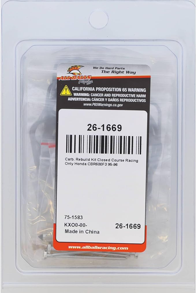 All Balls Racing Carburetor Rebuild Kit 26-1669 Compatible With/Replacement For Honda CBR600F3 1995-1996