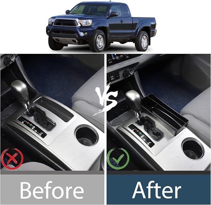 Lcojicep Car Central Control Tray Storage Box Organizer Compatible with Toyota Tacoma 2006-2015 Center Console Gear Shift Side/Water Cup Holder Organizer， Storage Box Tray (Gear Side Storage Box)