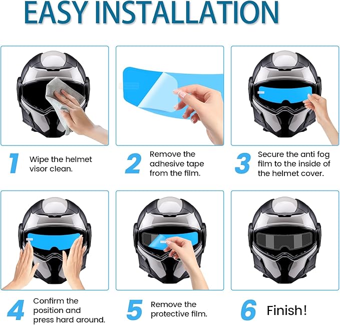 Motorcycle Anti Fog Film, Universal Fit Helmet Visors Insert Waterproof Fog Resistant Clear Vision