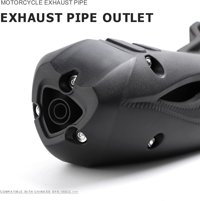 Mokuo Motorcycle Exhaust Assembly in Heavy Iron Material Compatible with Chinese GY6 125cc 150cc 4-Stroke Engine Scooter Moped RSZ 150cc,Xpro Bali 150
