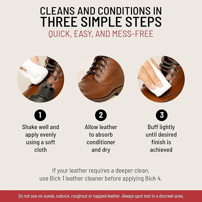 Bickmore Bick 4 Leather Conditioner 32 Fl Oz - Best Since 1882 - Leather Cleaner & Conditioner - Restore Polish & Protect All Smooth Finished Leathers