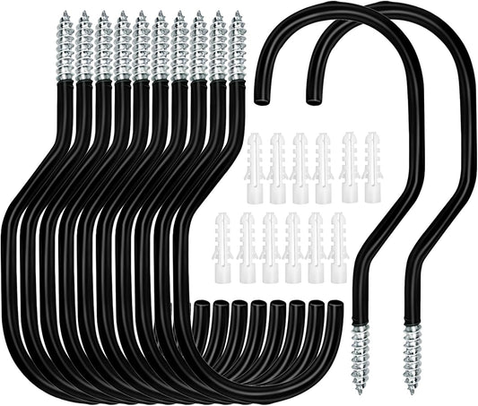 Bike Hooks Heavry Duty 12 Pack,Bicycle Storage Hanger Screw in Ceiling Hooks,Utility Hooks for Wall,Garage,Garden Organization and Storage,Fits Hanging All Bike Types,Bicycle Storage Hooks