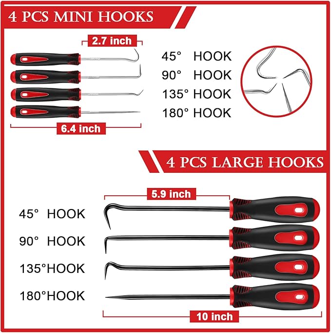 XBVV 17 Pcs Pick and Hook Set with Trim Removal Tool, Clip Pliers, Fastener Remover,Scraper,and Magnetic Telescoping Tool Kit for Repair Automotive,Upholstery and Electronics Maintenance Pick Tools