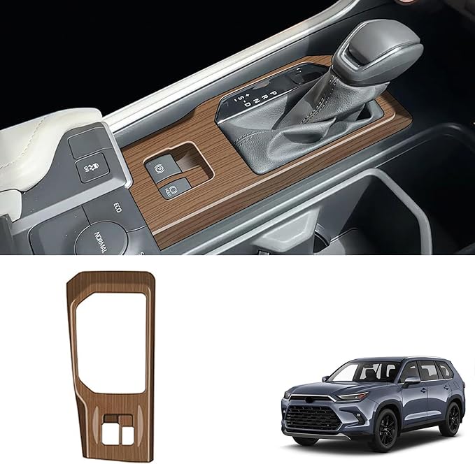 Central Control Gear Shift Panel Trim Coverr Compatible with Toyota Grand Highlander 2024 2025 2026 Fit for 2024-2026 Grand Highlander ABS Accessories(Wood Grain)