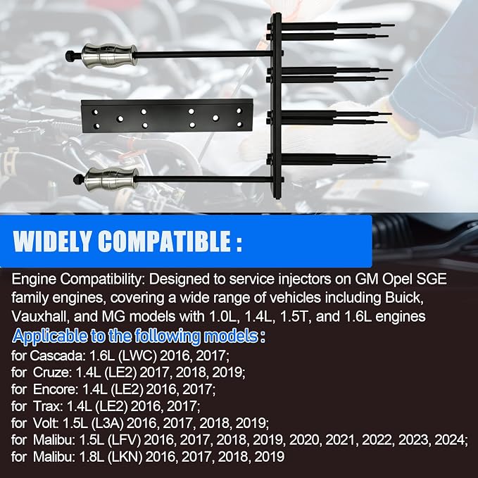 EN-51146 GM-51146 Fuel Injector Removal Tool, Fuel Injector and Rail Assembly Replacer Master Tool Kit for GM Opel for Buick for Vauxhall for MG 1.0L, 1.4L, 1.5T, 1.6L EN-51146-100 EN-51146-150
